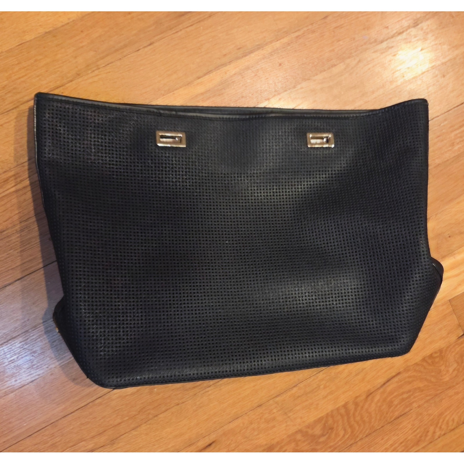 Lo & Sons Seville Black Perforated Saffiano Leather Tote Complete Shell + Inside — image 8 of 8